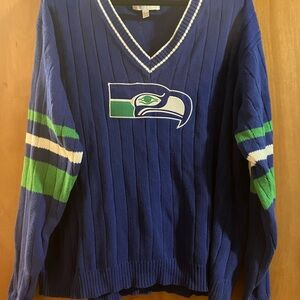 Blue and Green V-Neck Sweater, Seattle Seahawks